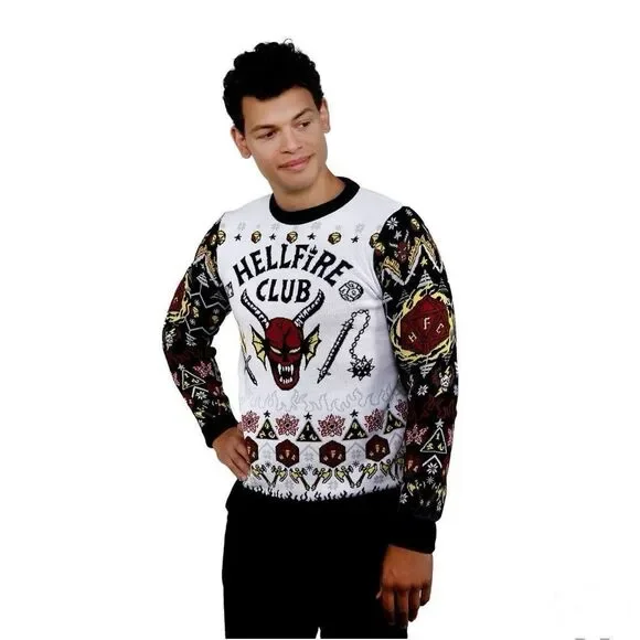 Netflix Stranger Things Hellfire Club Christmas Unisex Sweater, Size Large. - Picture 5 of 15